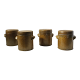 Lot de 4 anciens pots à moutarde en grès marron