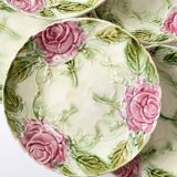 6 old plates in floral slip