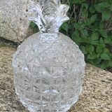 Candy box in the shape of pineapple, vintage transparent glass