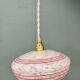 Vintage white clichy glass lampshade pendant light with red trim