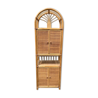 Four-door braided rattan shelf