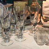 Four glasses with liqueur