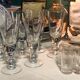 Four glasses with liqueur