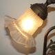 Vintage French Brass Anglepoise Table Lamp with Opaque Patterned Glass Shade 5087