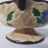 Floral motif ceramic candle holder signed J Massier Vallauris