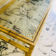 Coffee table with 2 brass and glass tops signed Pierre Vandel Paris, circa 70s.