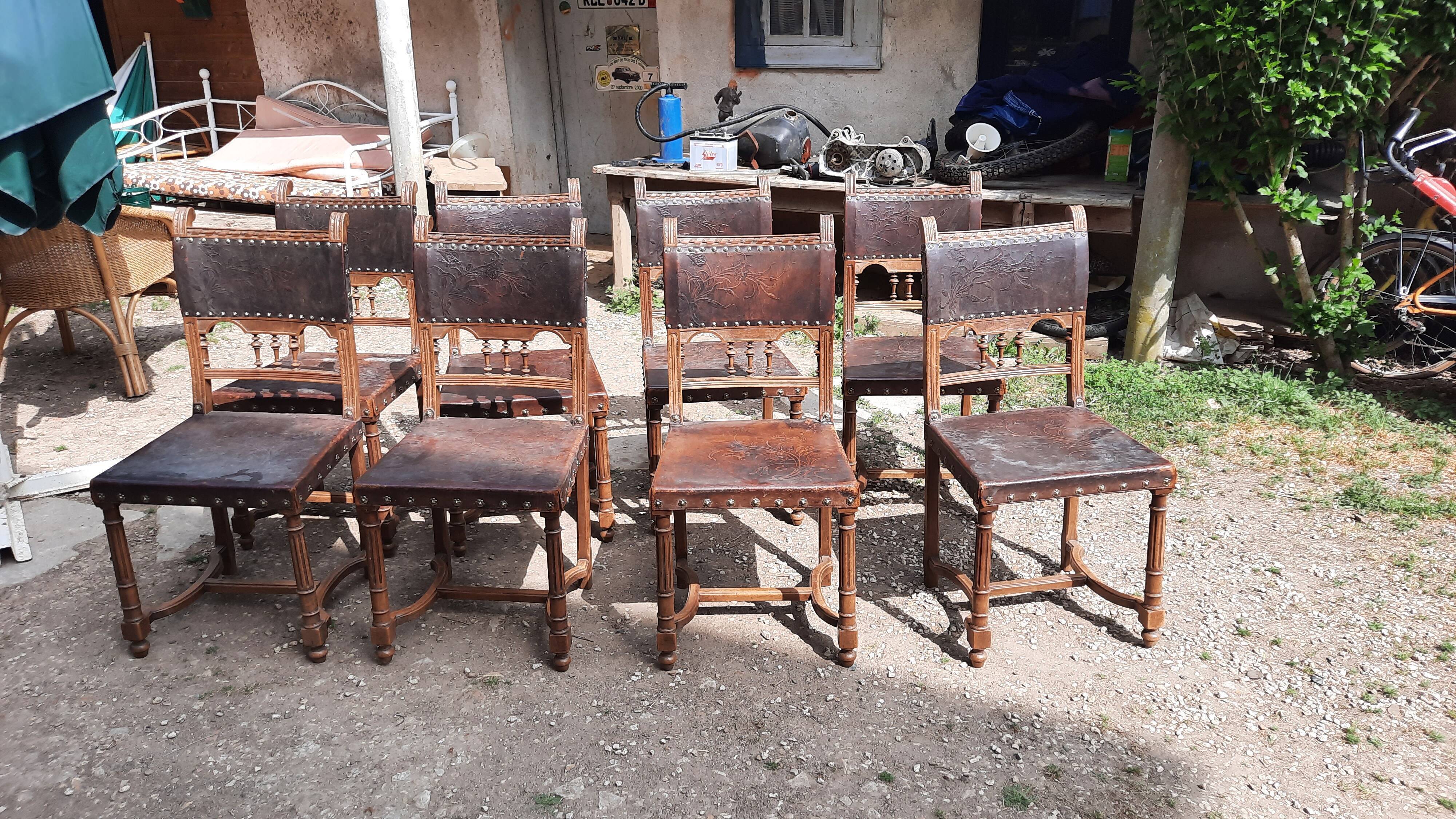 Set of 8 Henri II style chairs