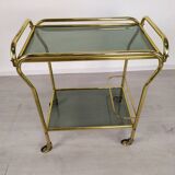 Brass rolling bar trolley