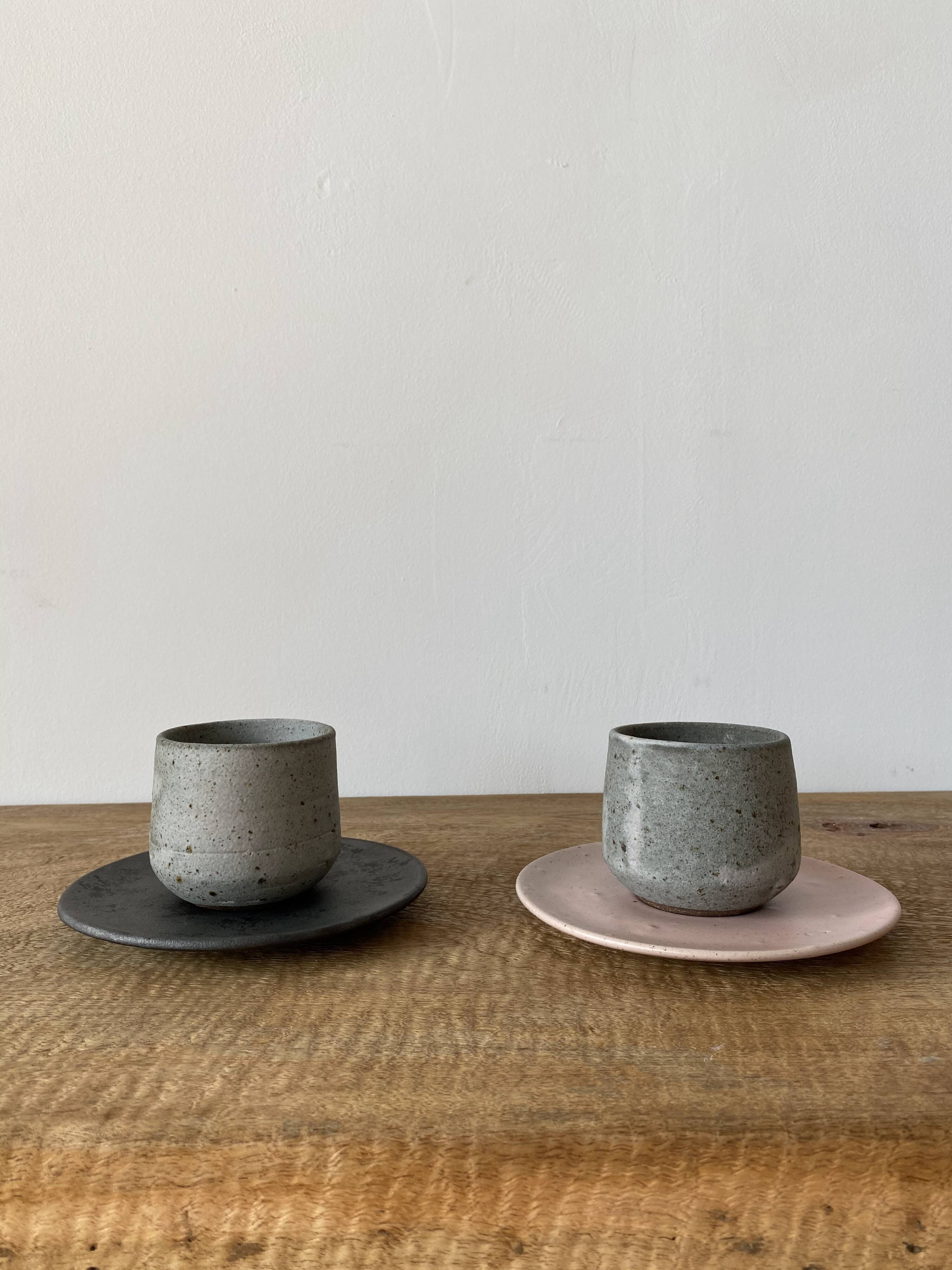 Duo of grey ceramic cups
