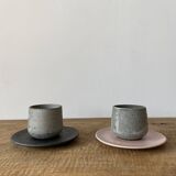 Duo of grey ceramic cups