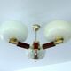 Large Art Deco pendant light in wood and glass, 1930s