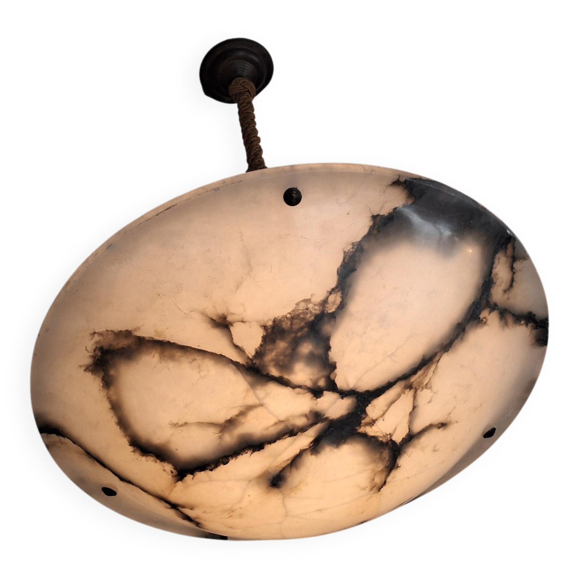 Lustre en albâtre veiné antique, 1920-30