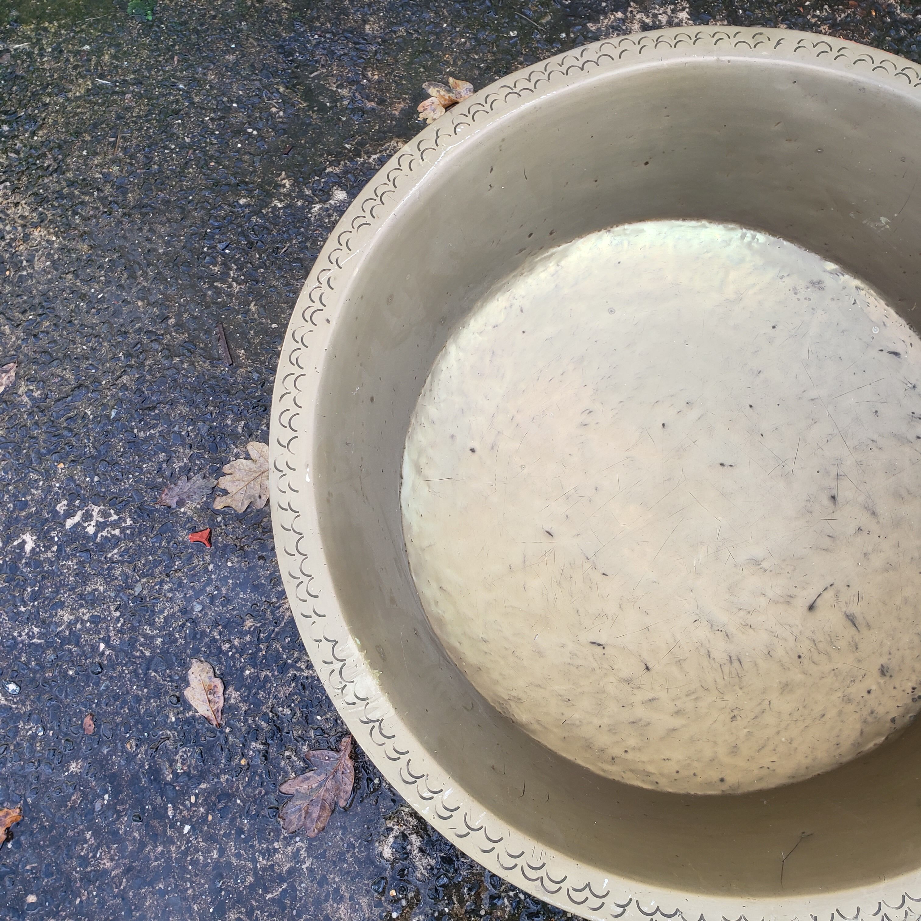 Hammered brass basin