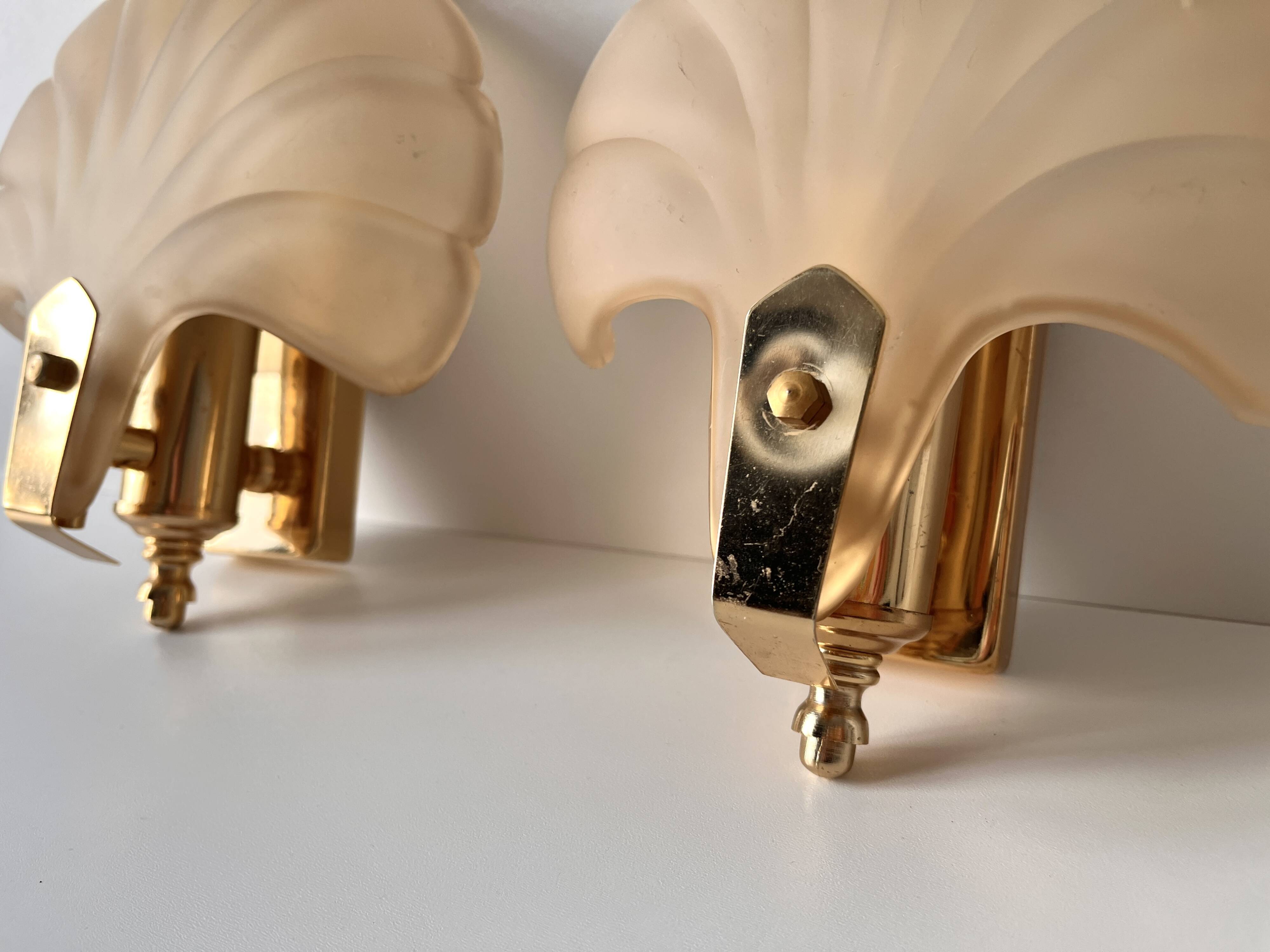 Appliques murales coquillages en verre vintage, lampes style art nouveau