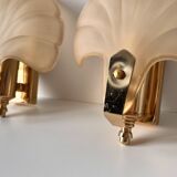 Appliques murales coquillages en verre vintage, lampes style art nouveau