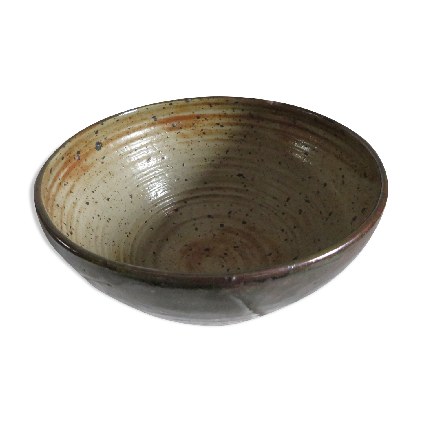 Large vernide sandstone bowl (by a ceramic potter)