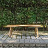 Handcrafted bench wabi-sabi japandi country decoration slow Japanese design