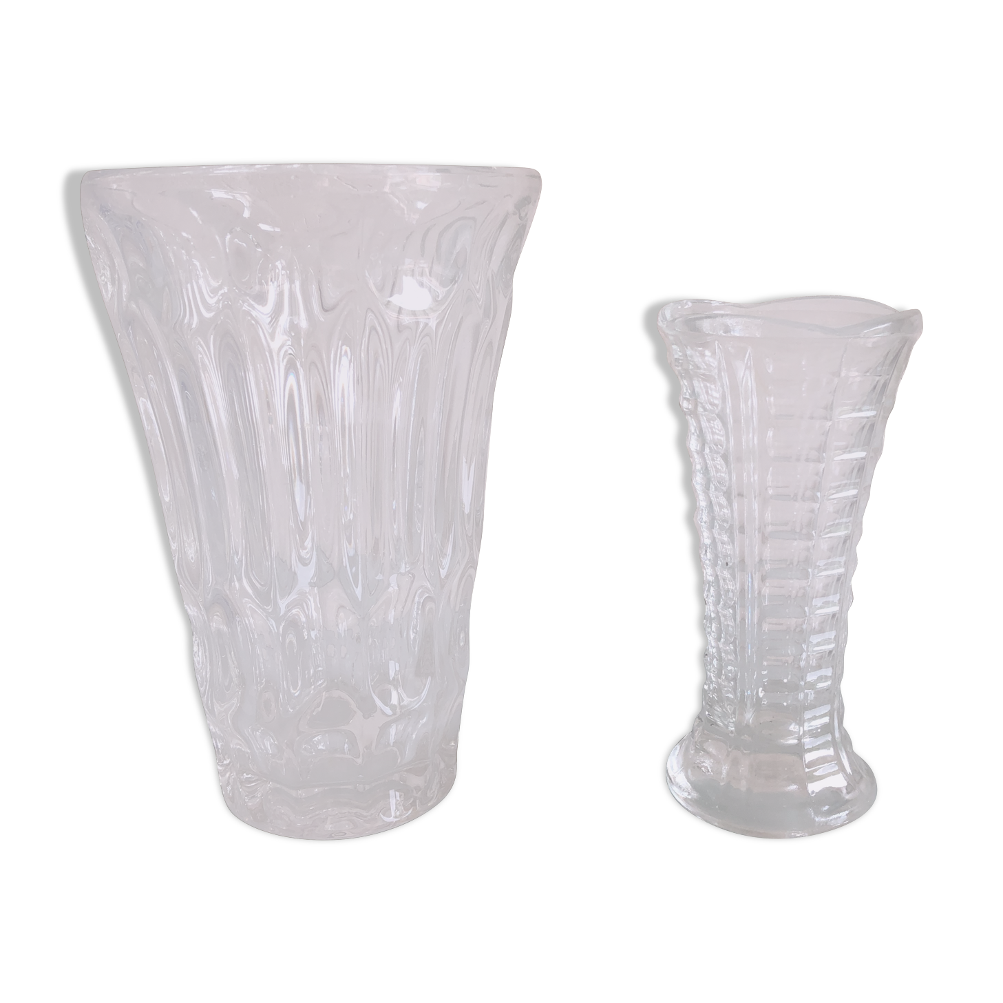 Two vases in cut glass vintage 60s-70s