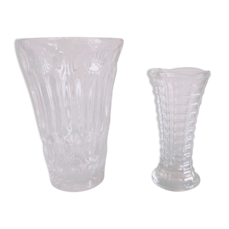 Two vases in cut glass vintage 60s-70s