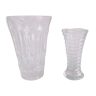 Deux vases en verre taillé vintage années 60-70