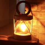 Wood and glass storm lamp from Saint Malo, 1970s