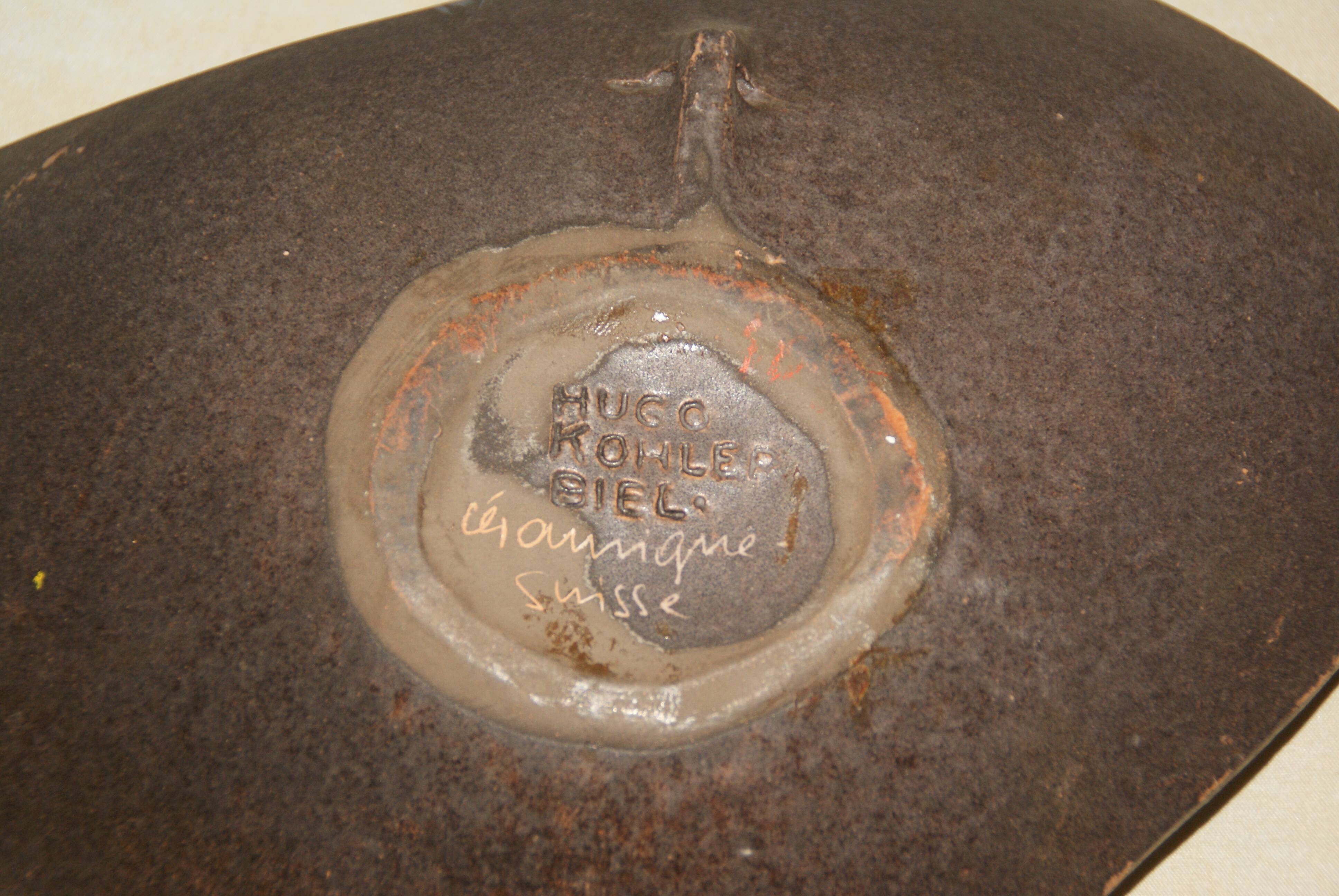 Empty Swiss ceramic pocket KOHLER BIEL pottery alpine pastures cow bell