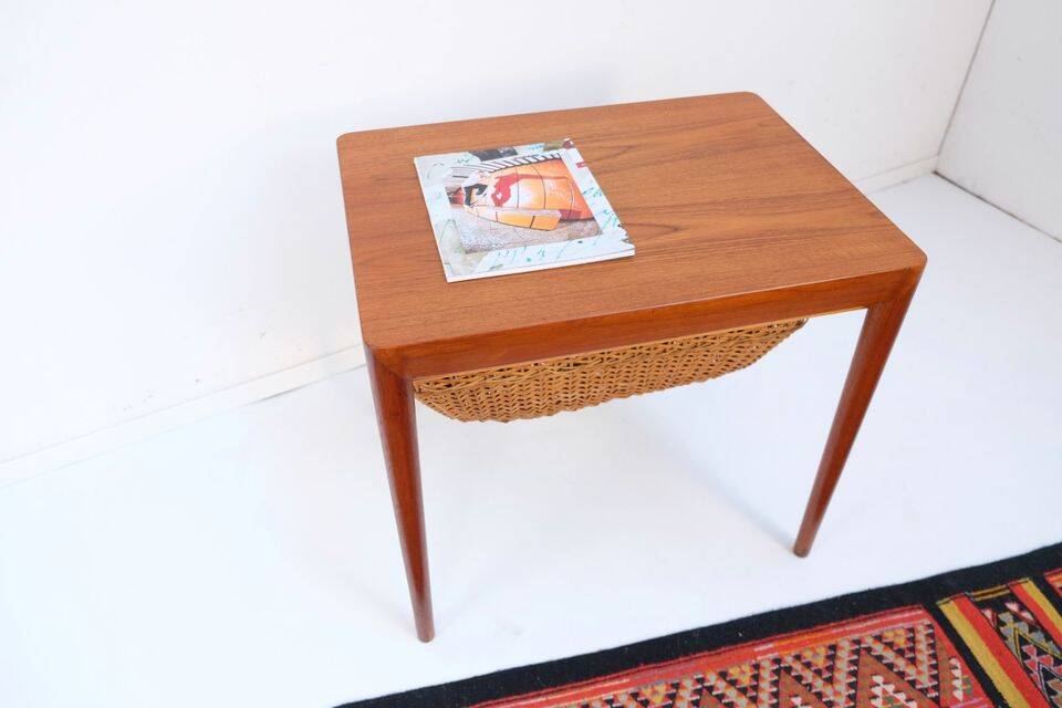 Mid-20th century Danish sewing table/side table in teak, Haslev Hansen
