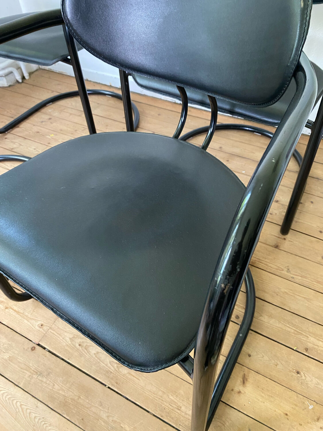 4 Effezeta chairs Italy tubular mid century vintage design 1980