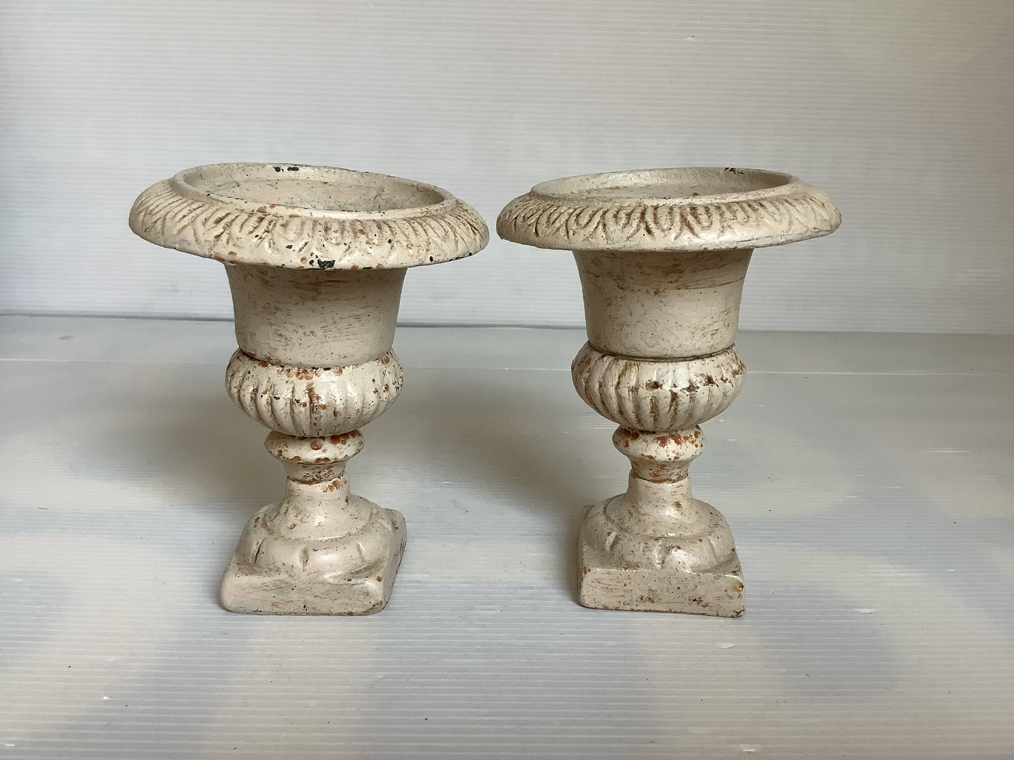 Pair of Medici cast iron planter vases