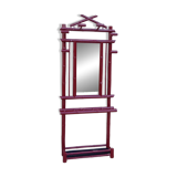 Old vintage red lacquered bamboo Asian coat rack