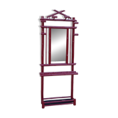 Old vintage red lacquered bamboo Asian coat rack
