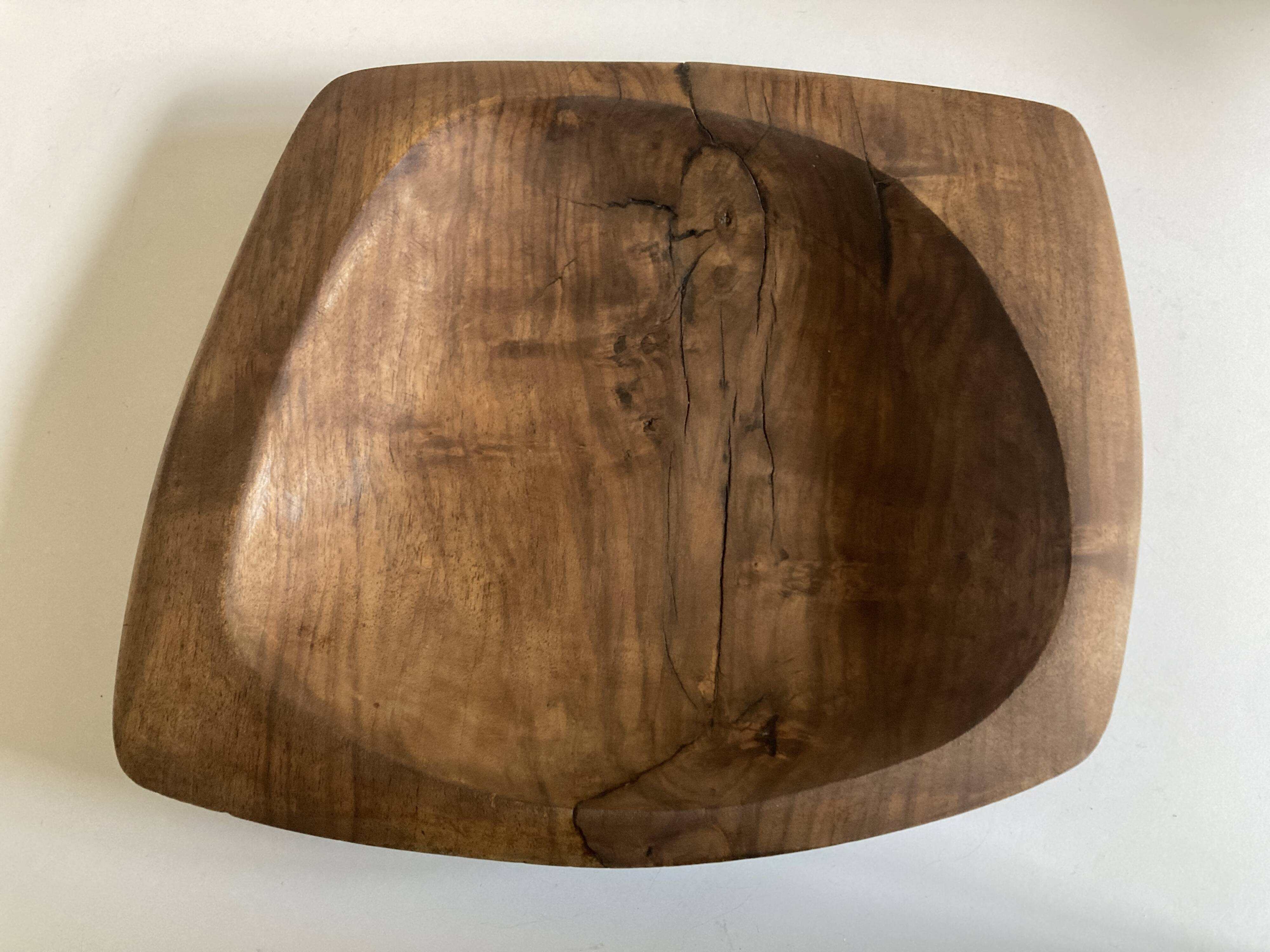 Vide poche forme libre mid century XXL en bois d'olivier