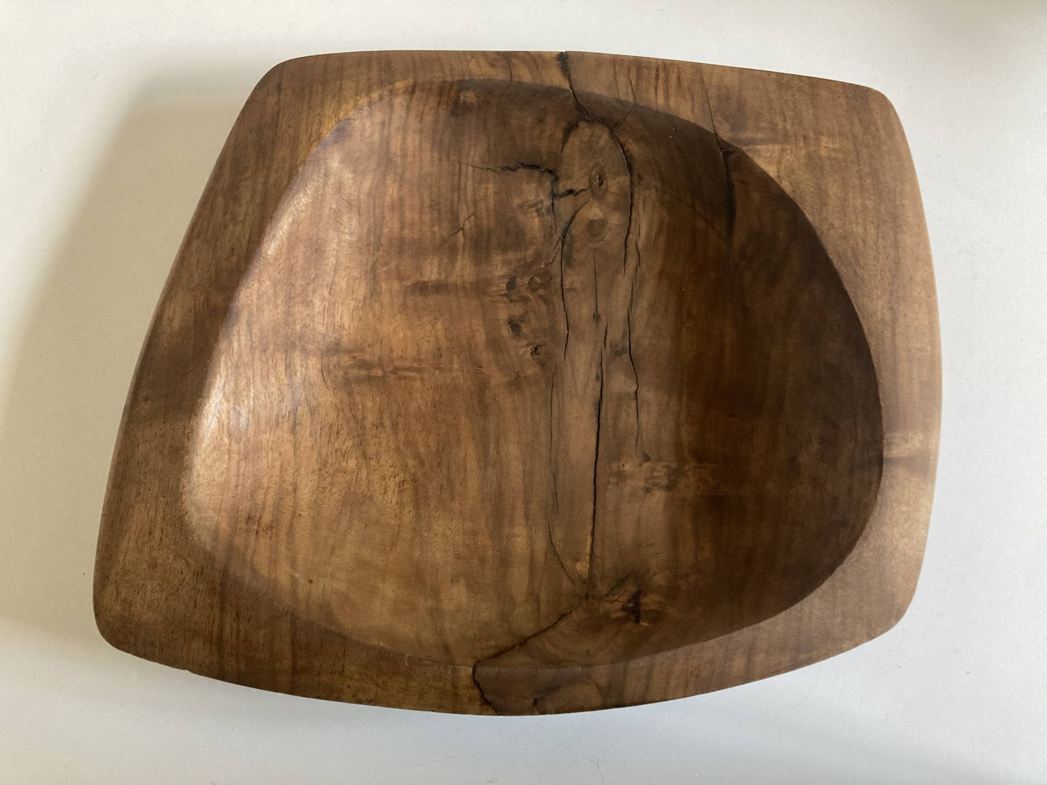 Vide poche forme libre mid century XXL en bois d'olivier