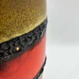 Khaki and red ceramic vase