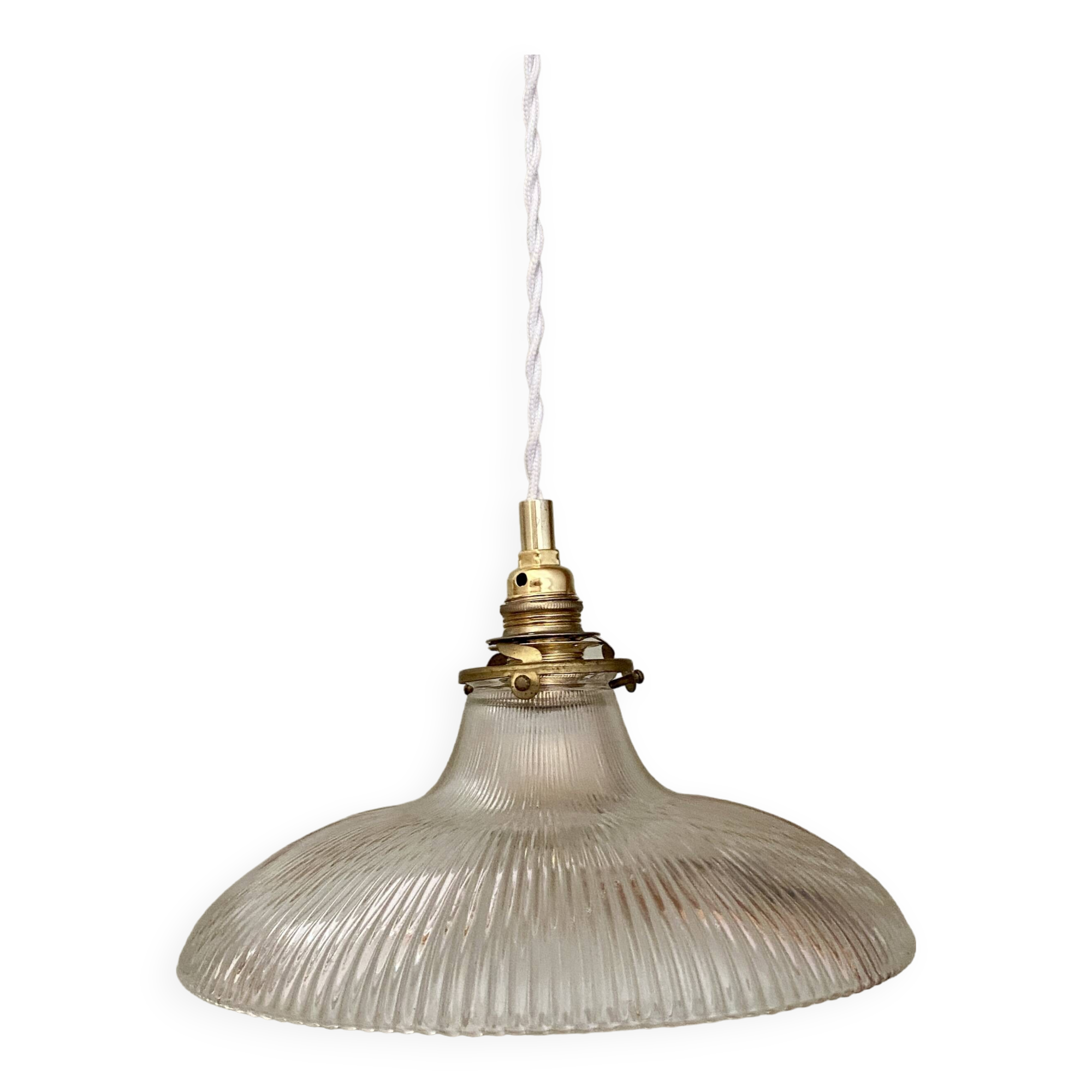 Vintage holophane glass lampshade pendant light
