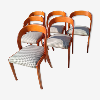 Ensemble de 6 chaises Baumann scandinave gondole années 70