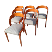 Ensemble de 6 chaises Baumann scandinave gondole années 70