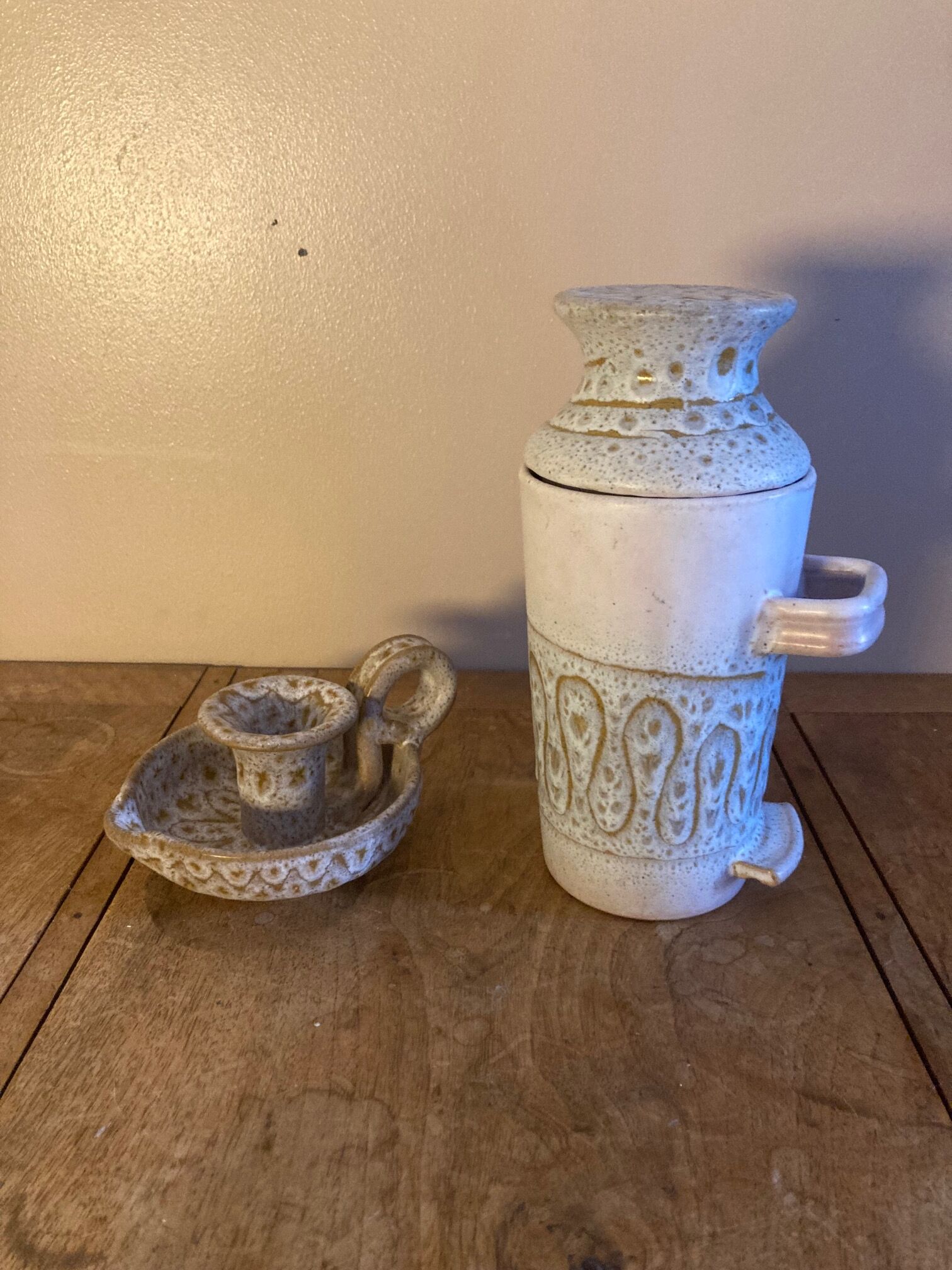 Ceramic Candle holder and Vase Set - Jean Austruy 50s-60s handmade