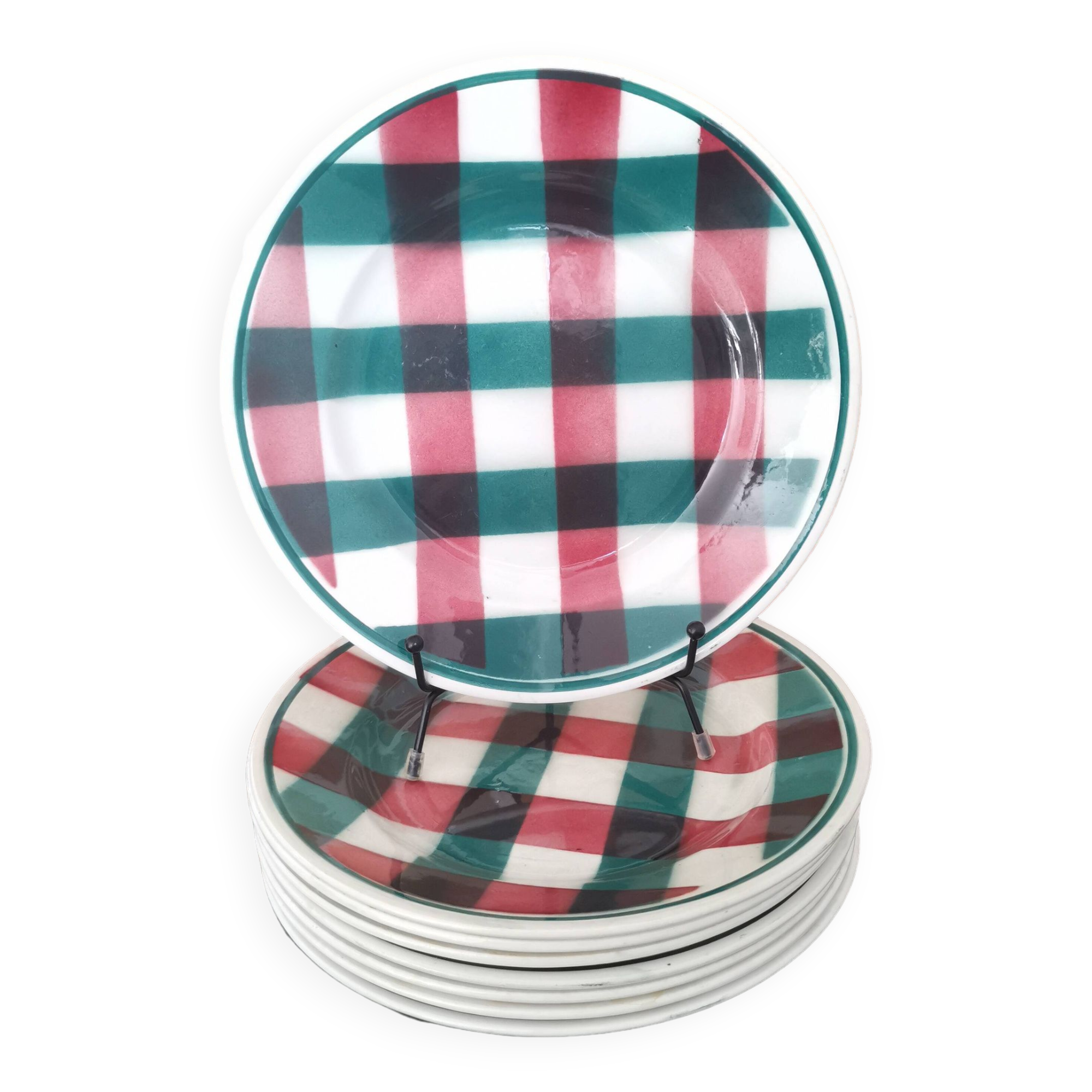 8 assiettes semi creuses de la Faïencerie Nouvelle de Givors France