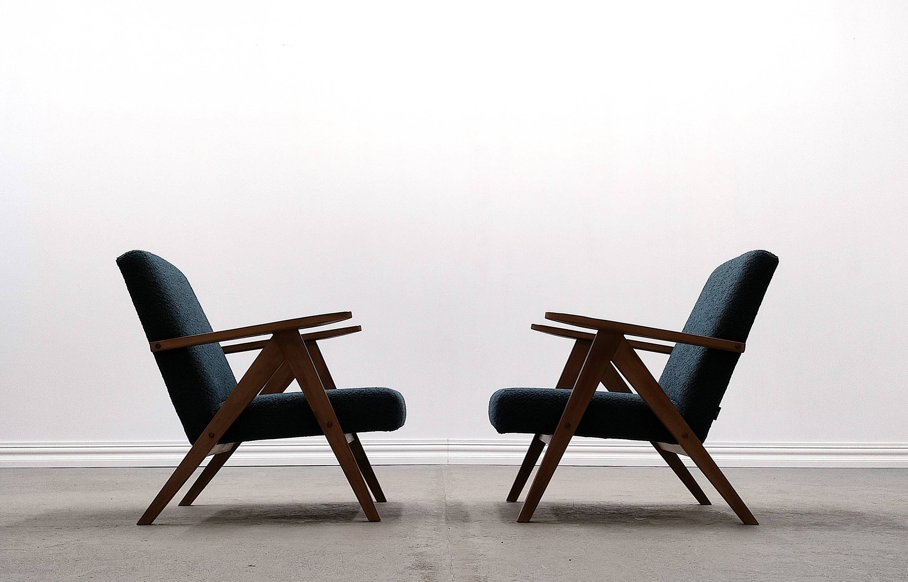 Mid Century Easy Chair Model B - 310 Var in Blue Boucle