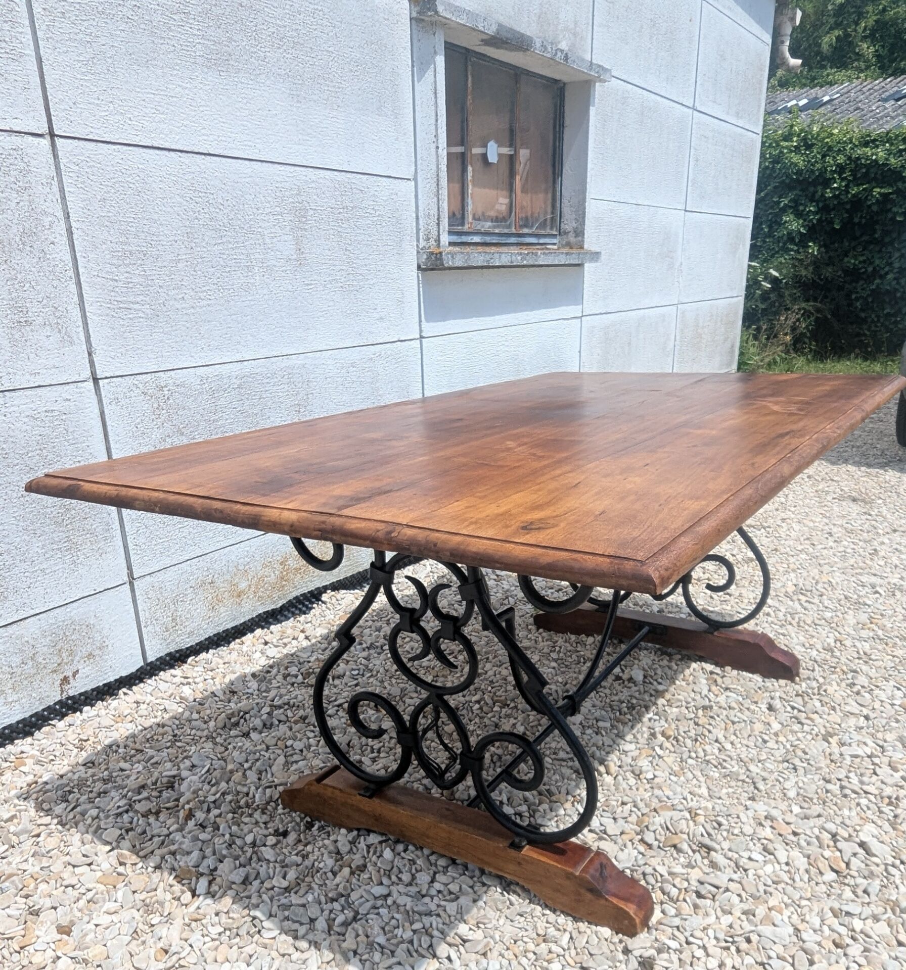 Belle Table A Manger En Fer Forgé Et Teck 180 cm 8 Convives