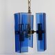 Vintage Italian pendant light in blue glass, Fontana Arte style, 1970s