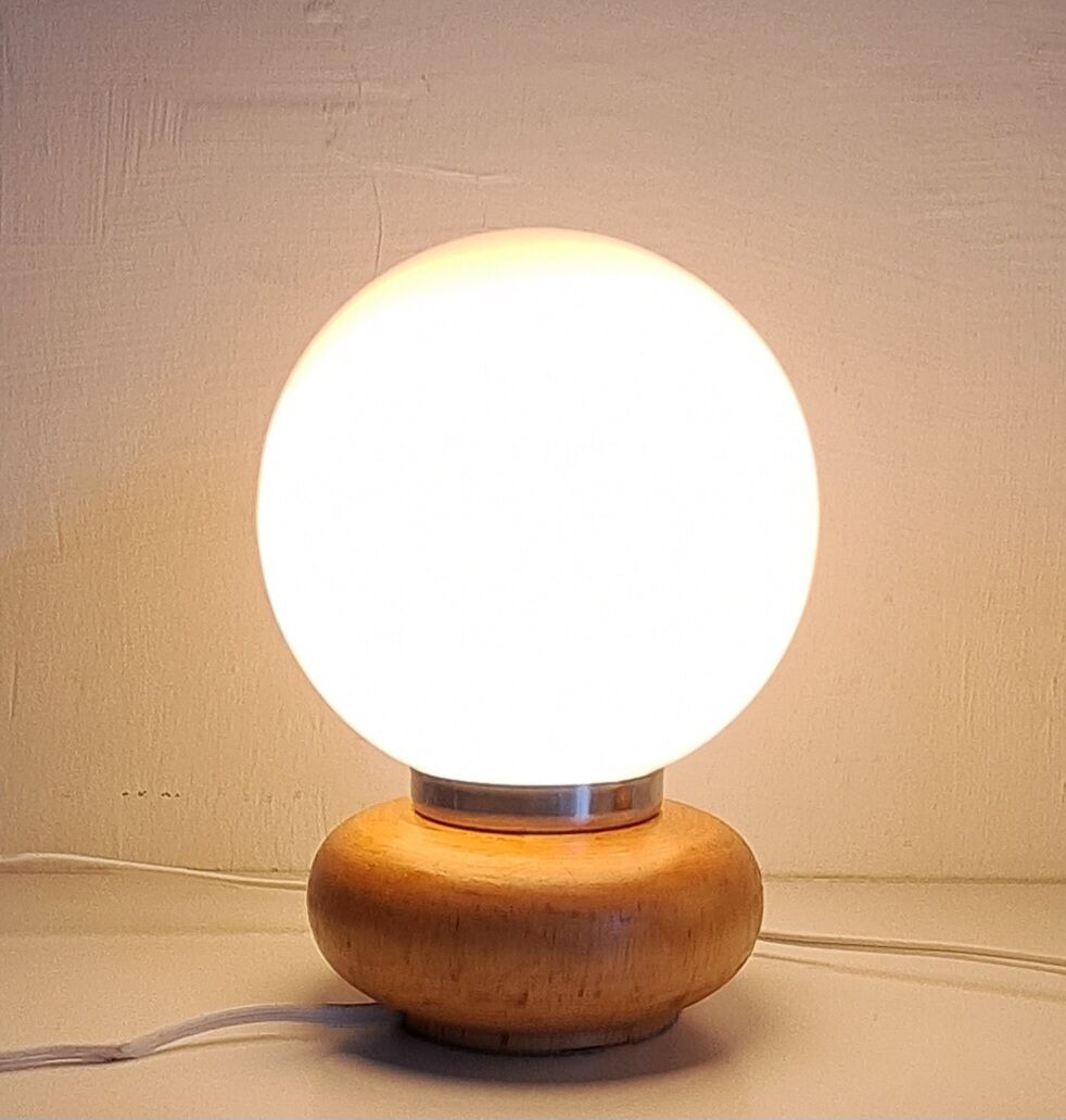 Pair of wooden bedside lamps