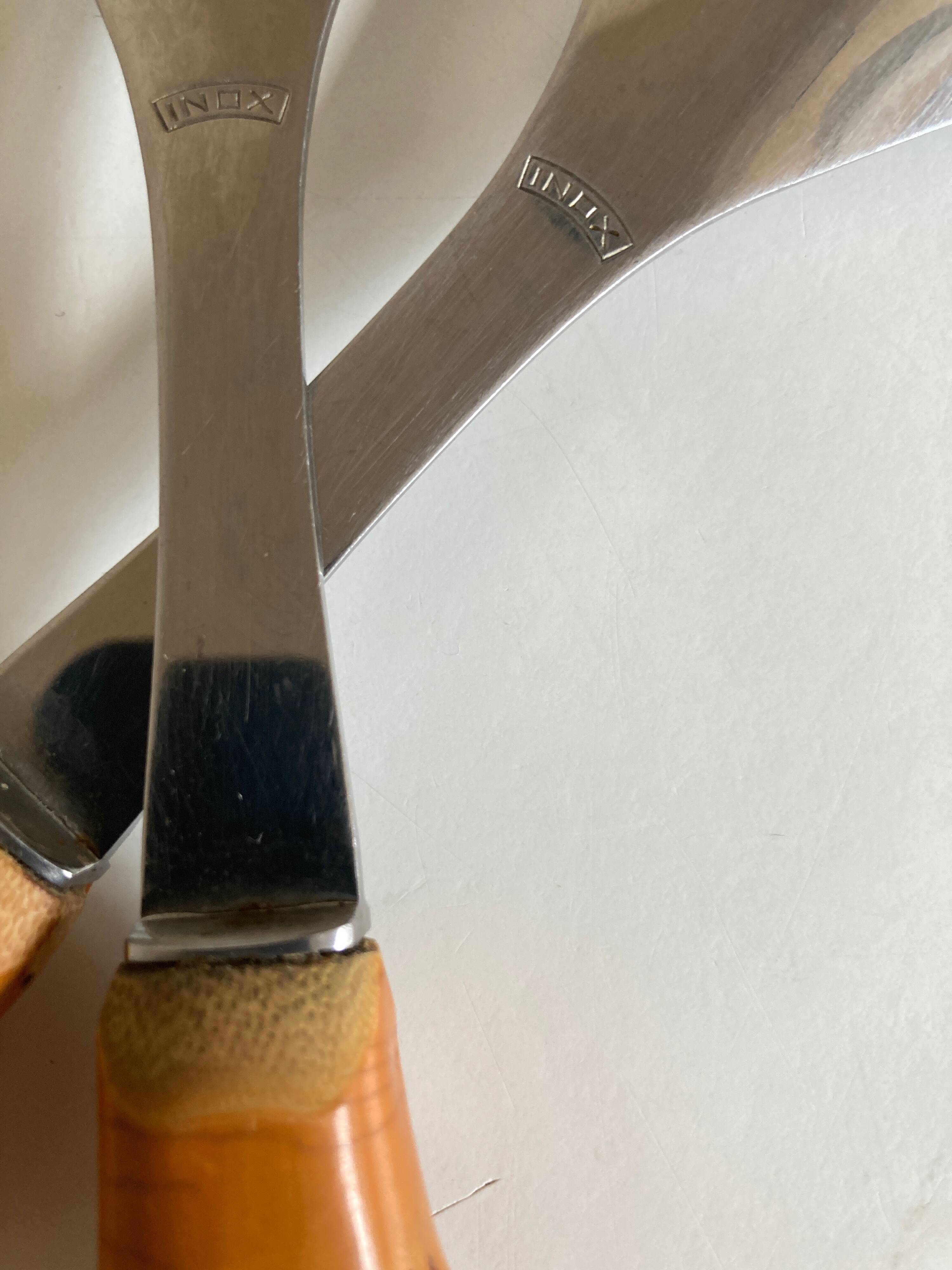 Pair of bamboo handle salad servers 1960