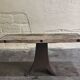 Solid oak coffee table with industrial cast iron legs