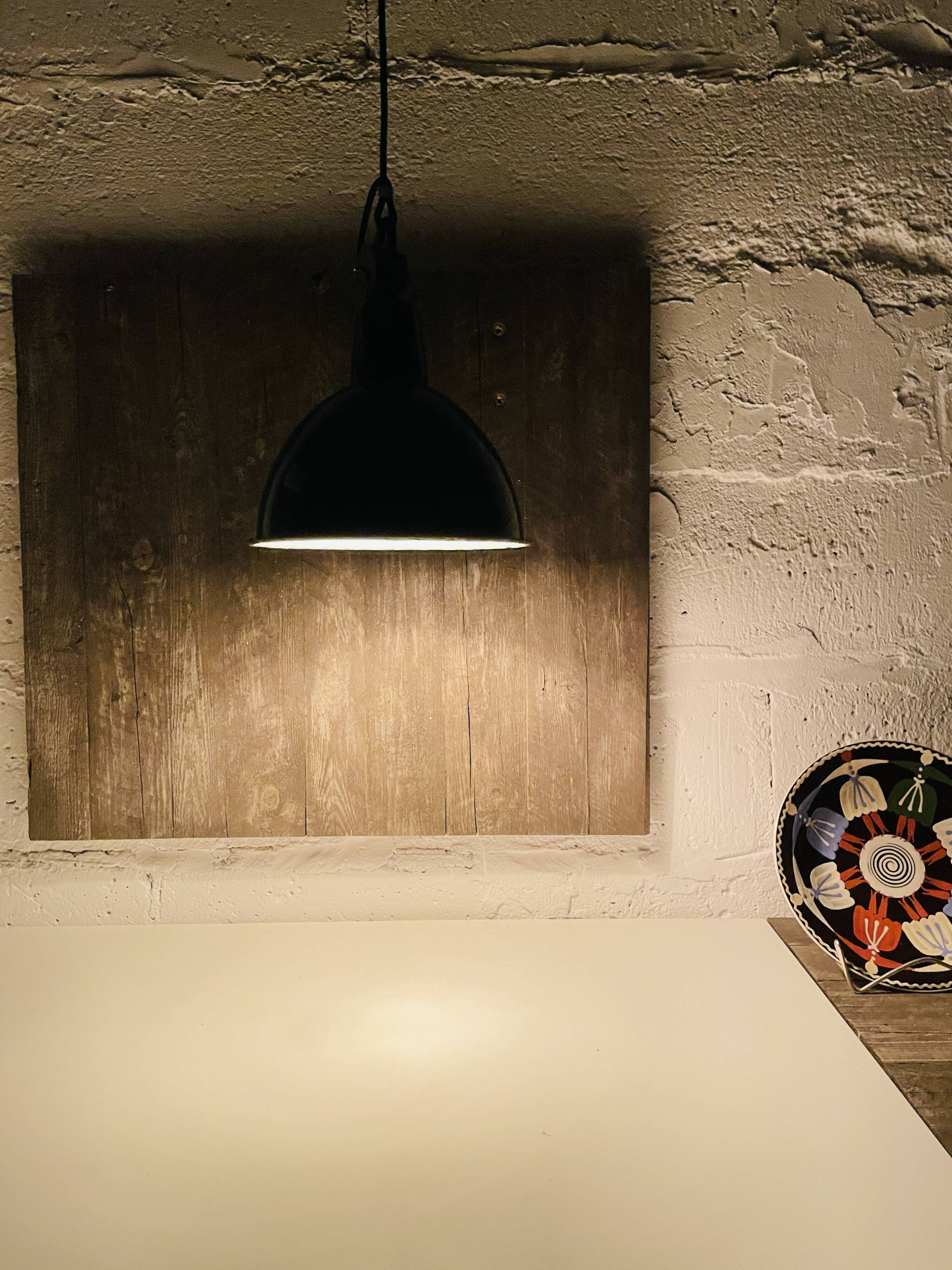 Industrial, Loft Green Enamel Pendant Lamp OBg-1, 1960s