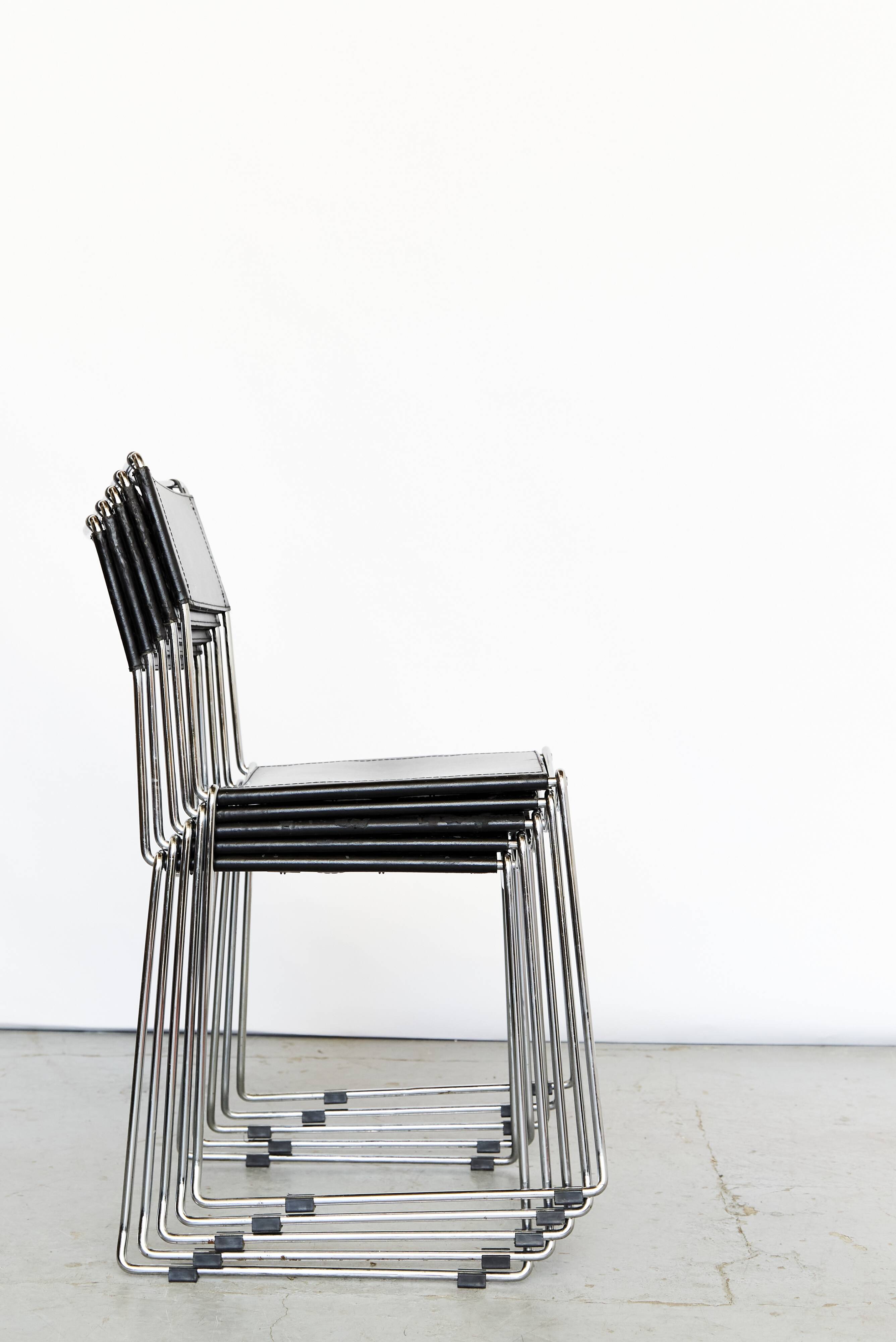 Chaises de salle à manger en cuir par Giandomenico Belotti pour Alias