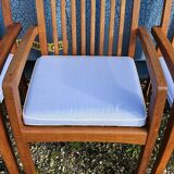 Stackable chair-armchair in solid teak with cushion by Vlaemynck