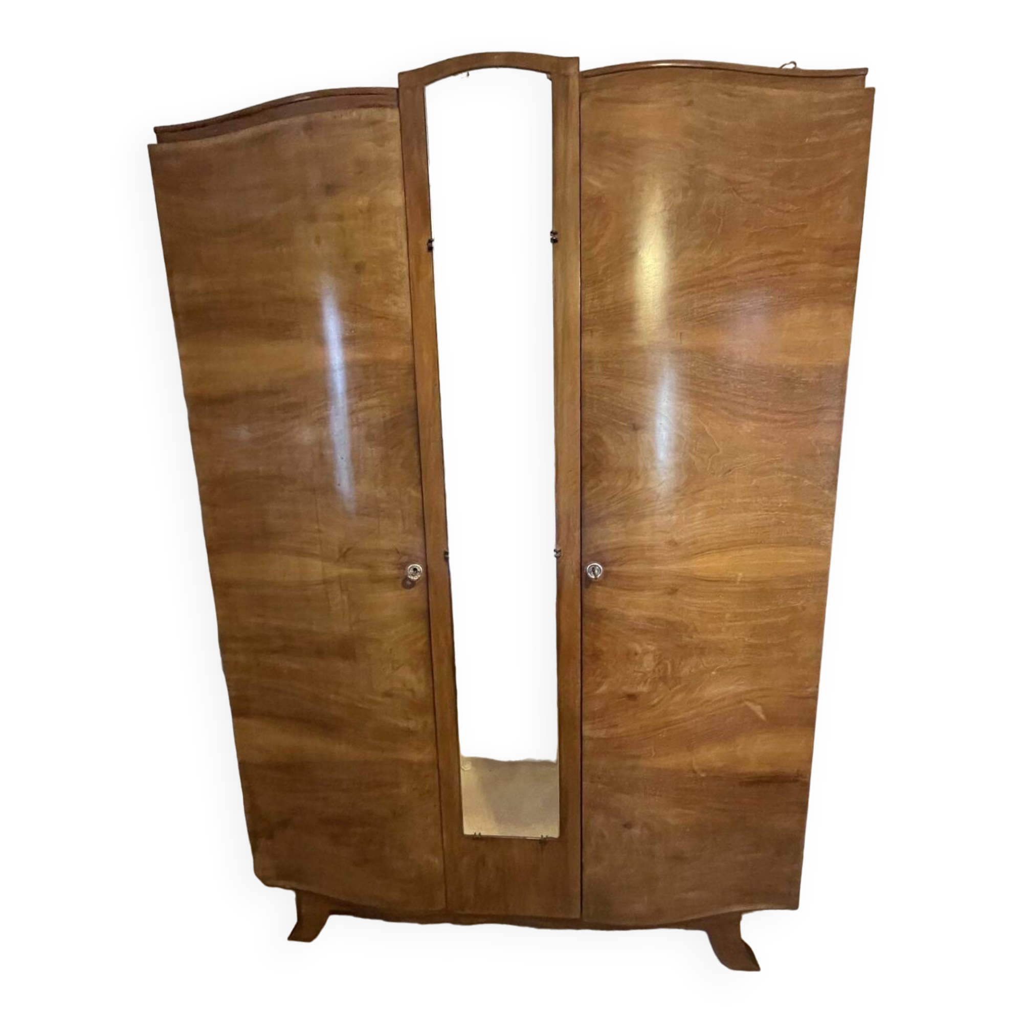 Armoire en chêne avec miroir penderie étagère modulable dont un tiroir