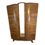 Oak wardrobe with mirror, modular wardrobe shelf including one drawer